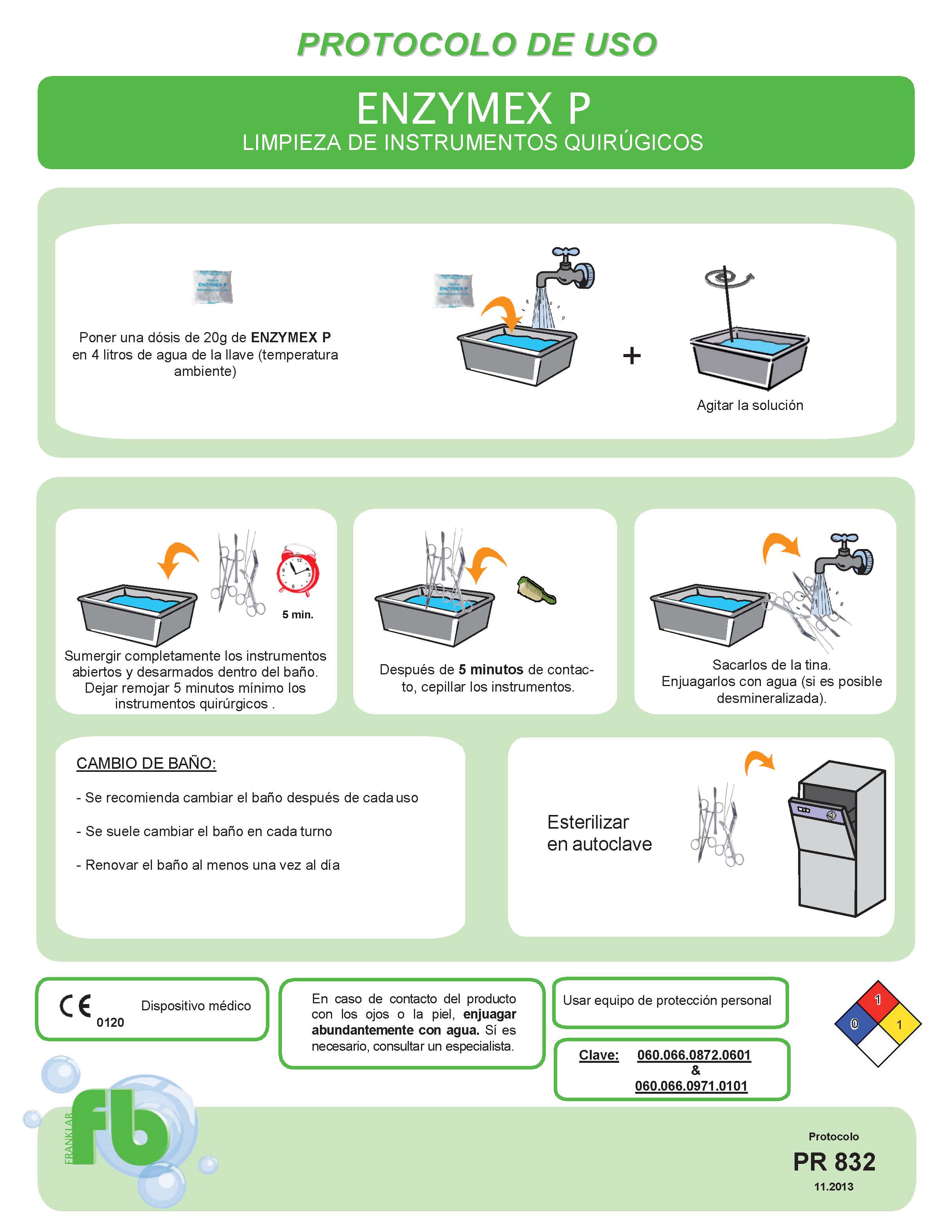 Detergente enzimático Enzymex P®. Bolsa/12 sobres/20 grs.