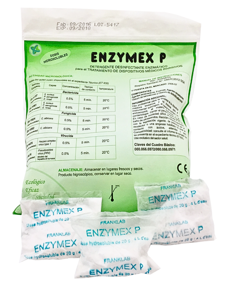 Detergente enzimático Enzymex P®. Bolsa/12 sobres/20 grs.
