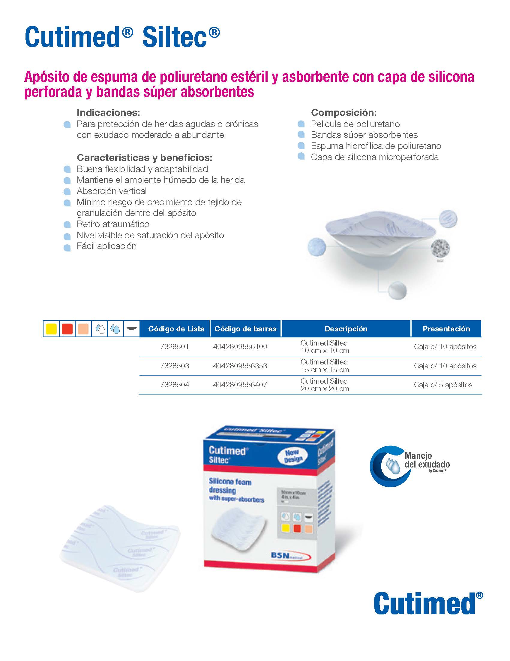 Cutimed® Siltec® 10 X 10 CM. Caja/10 Piezas.