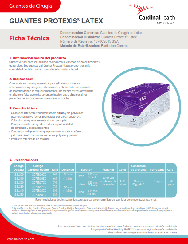Guantes de Cirugía Protexis® Latex. Caja/50 pares.