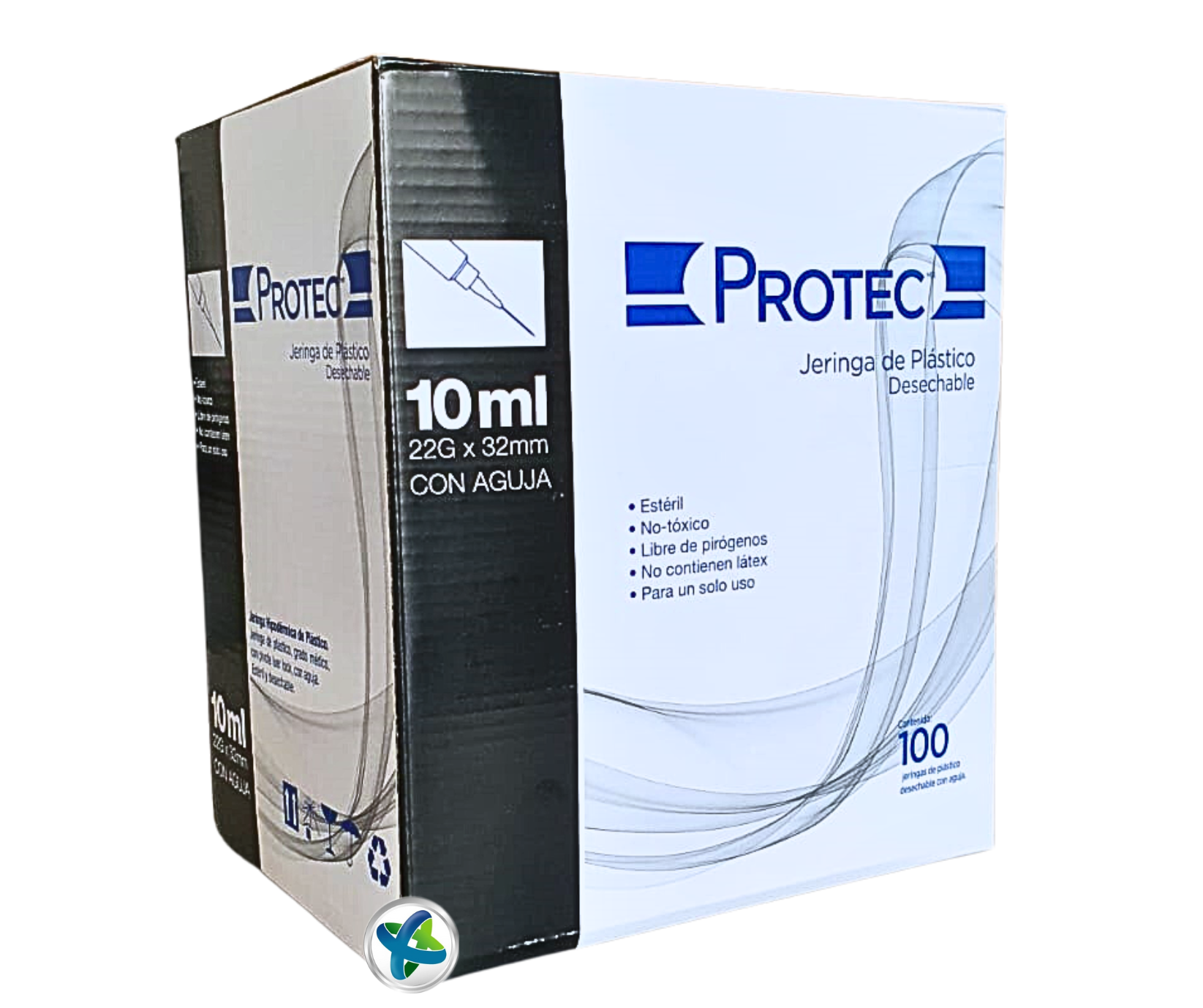 Jeringa Hipodérmica Protec® 22 x 32 (Negra). Caja/100 Pzas.