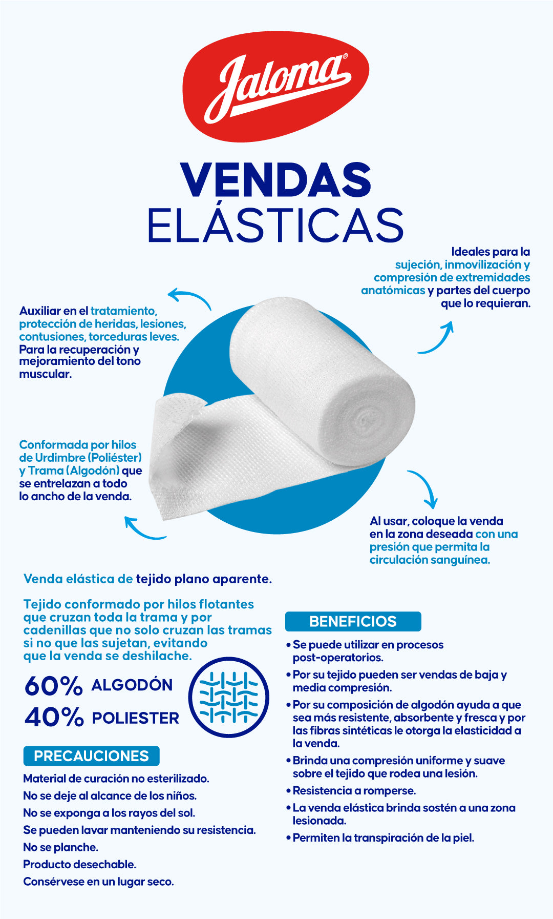 Venda Elástica Jaloma®. Paquete/12 pzas.