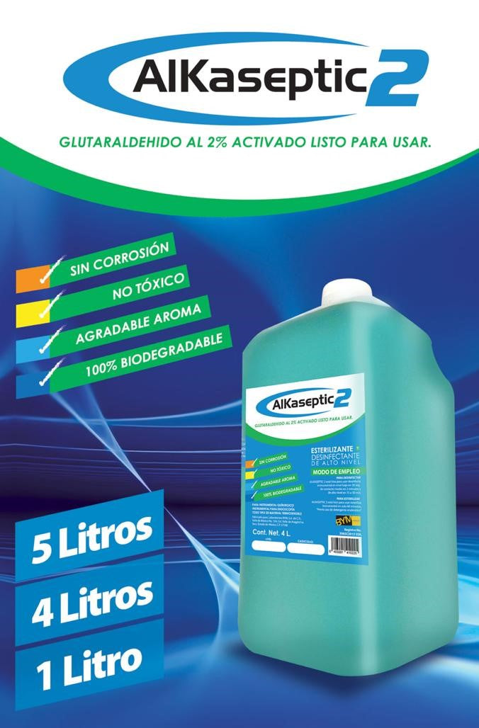Desinfectante Instrumental Quirúrgico (Glutaraldehído 2%). Alkaseptic® 2. Galón. **Listo para usar**